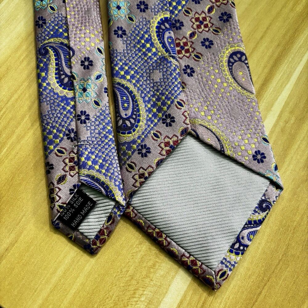 Bruno Marchesi Paisley Silk Necktie Tie Men's Multicolor Work Wedding Dad Gift - Picture 4 of 6
